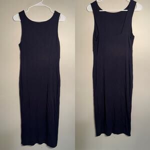 Athleta Navy High Neck Low Back Sleeveless Midi Dress Size Small‎